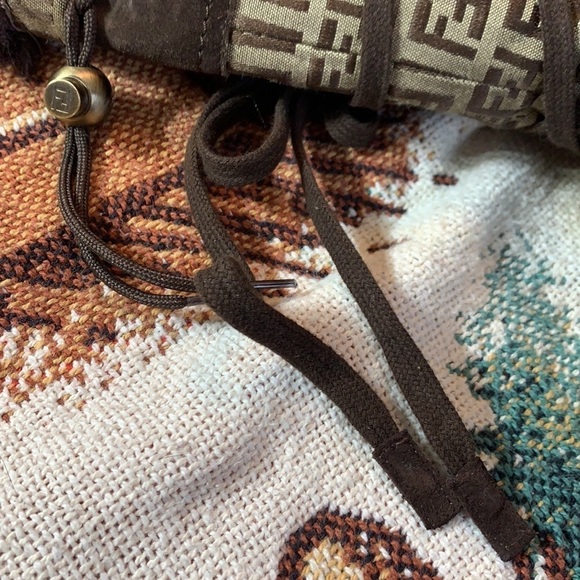 FENDI Logo Wood Platform Fur Lined Brown Winter Boots 37 studded Rare - Picture 9 of 14